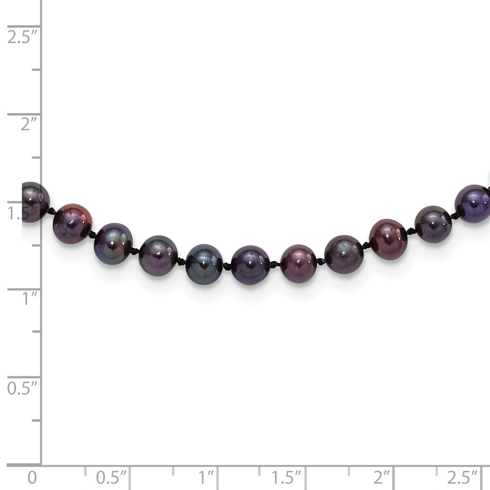 Sterling Silver Rhodium-plated 5-6mm Black Near-Round Freshwater Cultured Pearl 20 inch Necklace 20 Inches