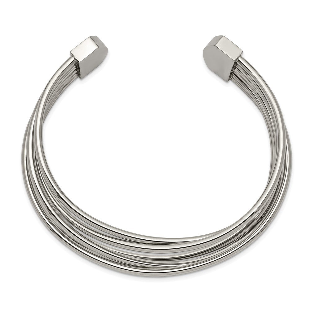 Stainless Steel Polished Twisted 18mm Cuff Bangle
