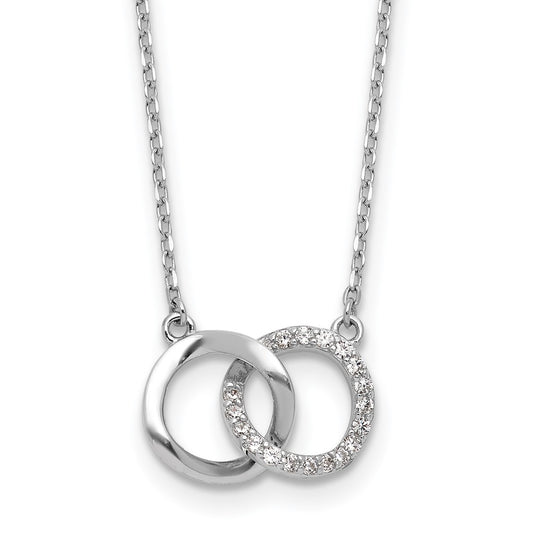 Cheryl M Sterling Silver Rhodium-plated Polished CZ Interlocking Ring Necklace 18 Inches
