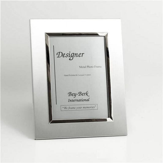 Bey-Berk International SF177-11 5 x 7 in. Brushed Metal Picture Frame with Easel Back - Silver