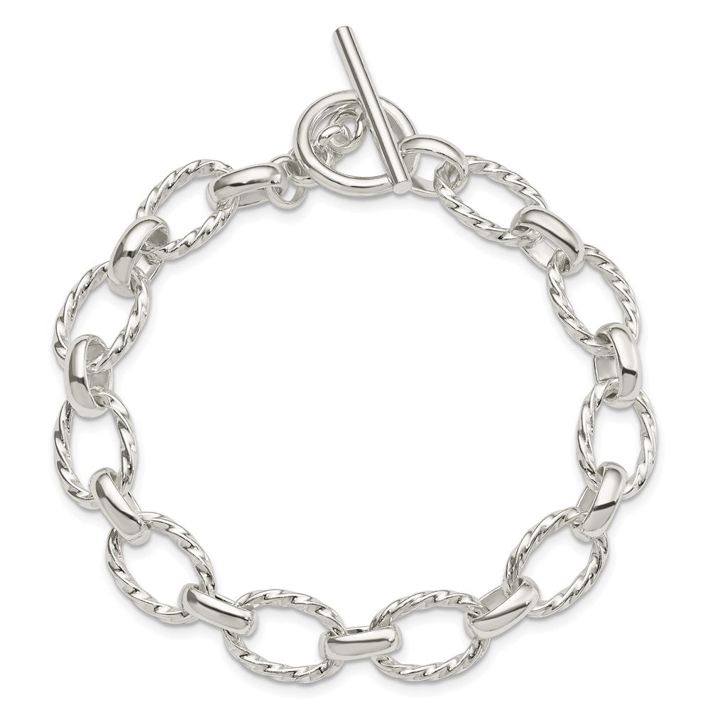 Sterling Silver 7.75inch Polished Fancy Link Toggle Bracelet 7.75 inches