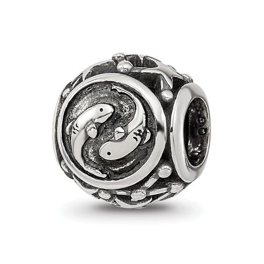 Sterling Silver Reflections Antiqued Zodiac Pisces Bead