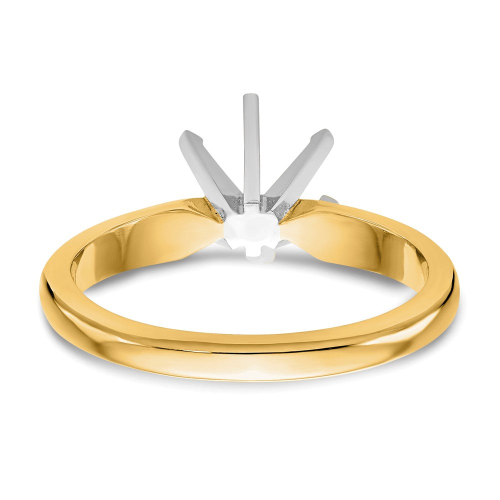 14k Two-Tone 3/4 carat Medium-Weight Knife Edge/Half-Round 6-Prong Round Solitaire Ring Mounting