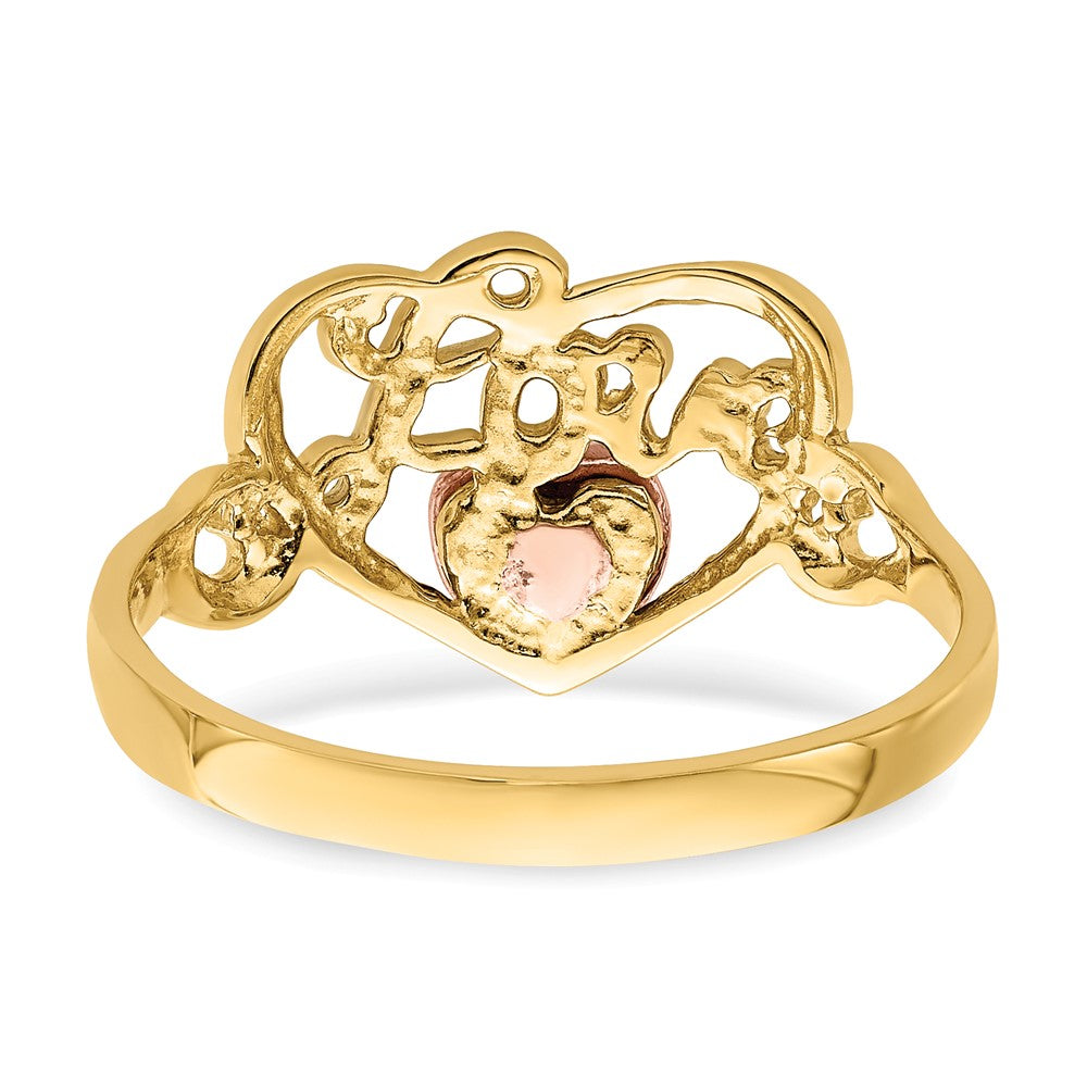 14k Yellow and Rose Gold w/Rhodium Love Heart Ring size 6