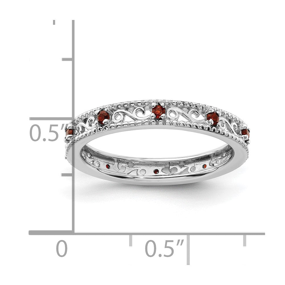 Sterling Silver Stackable Expressions Garnet Ring Size -9
