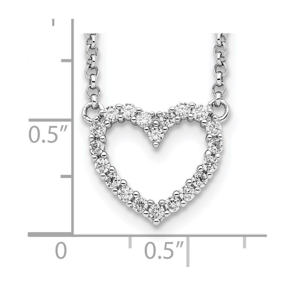 Sterling Silver Rhodium-plated Open Heart CZ 16 inch Necklace 16 Inches