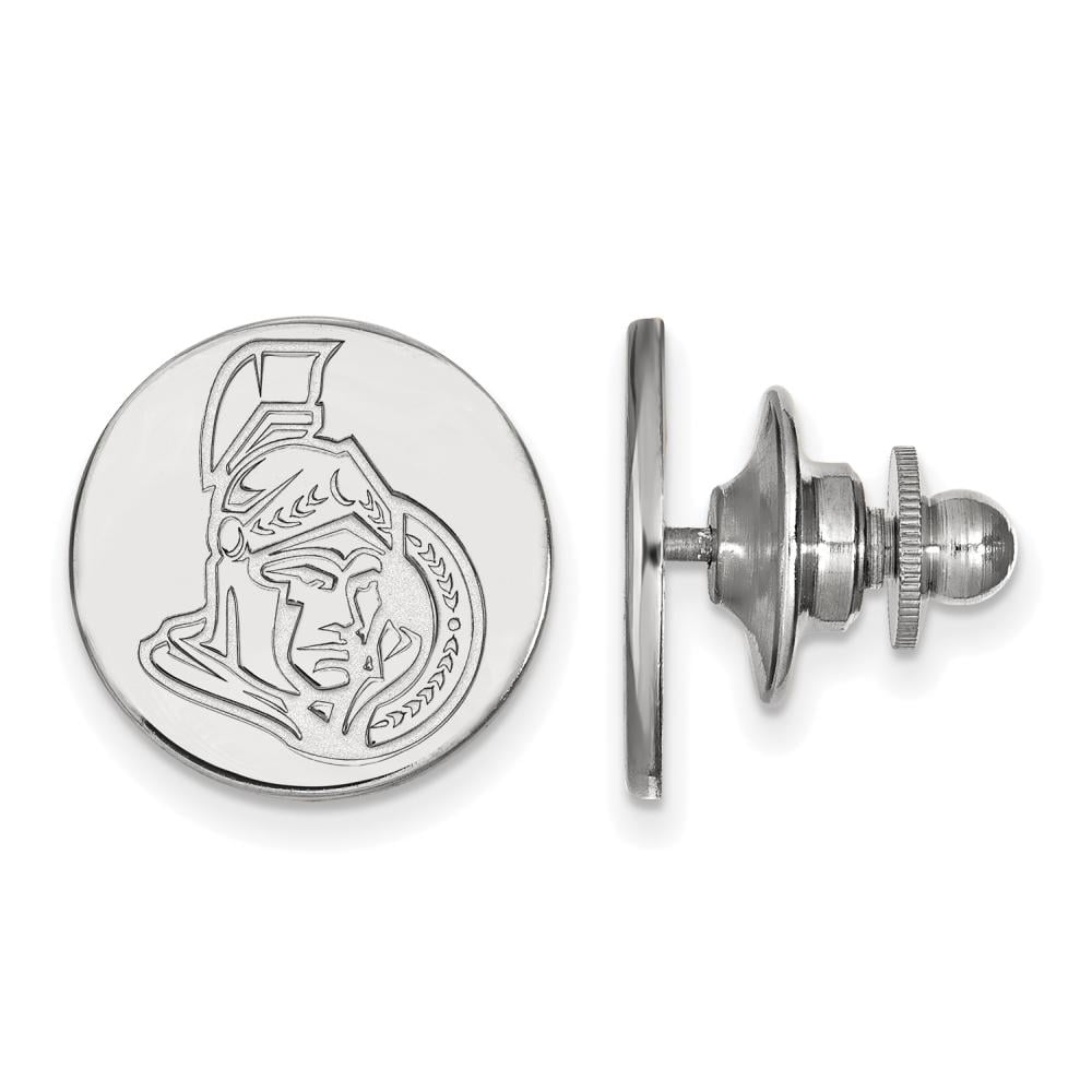 Sterling Silver Rhodium-plated NHL LogoArt Ottawa Senators Lapel Pin Q-SS009SEN