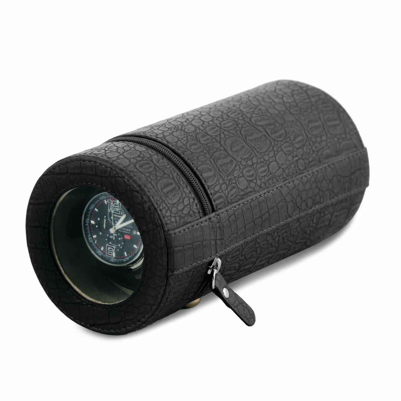 Rotations Black Croco Texture Faux Leather Travel Watch Winder GM8463