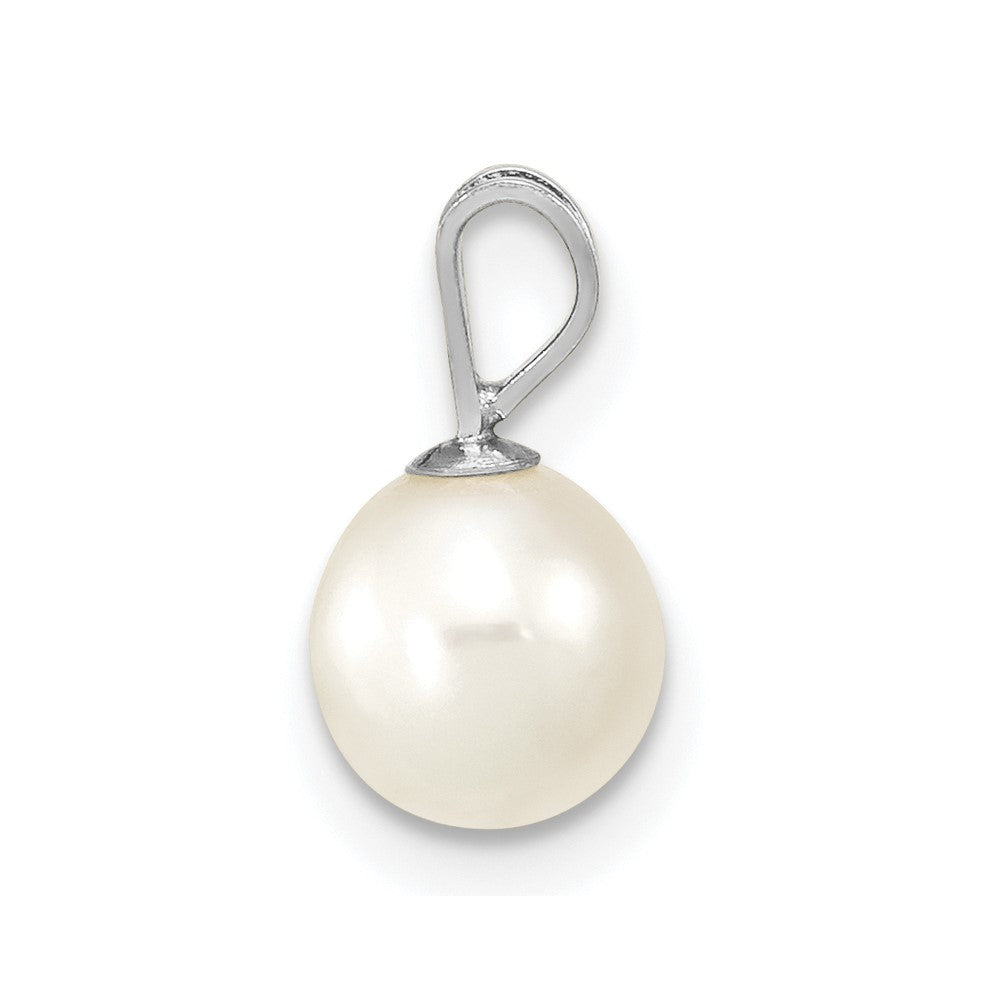 10k White Gold 6-7mm White Round Freshwater Cultured Pearl Pendant