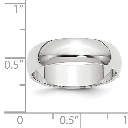 10k White Gold 6mm Half Round Wedding Band Size 11