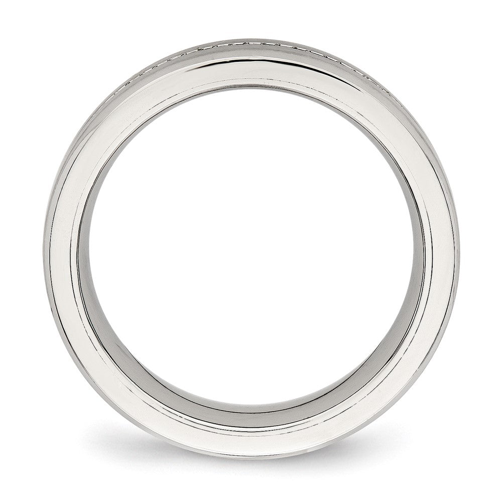 Stainless Steel Brushed and Polished w/CZ 6.5mm Band Size - 7