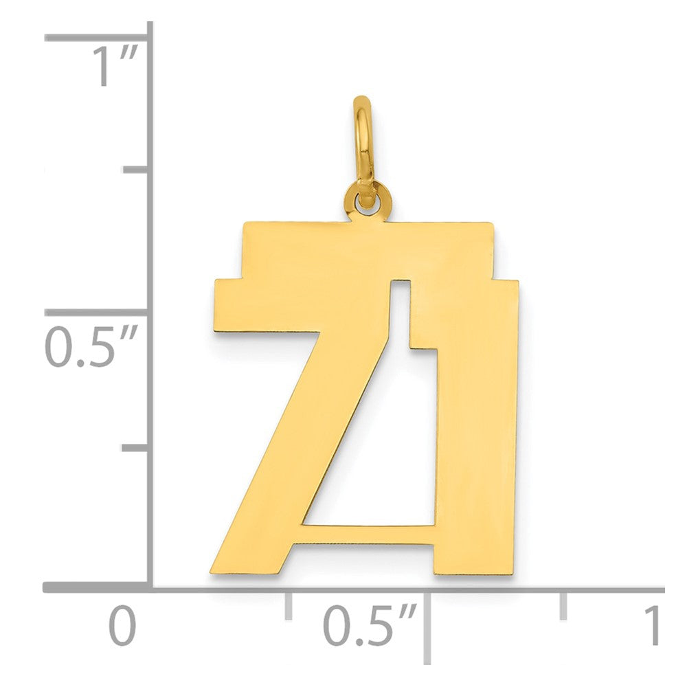 14k Medium Polished Number 71 Charm