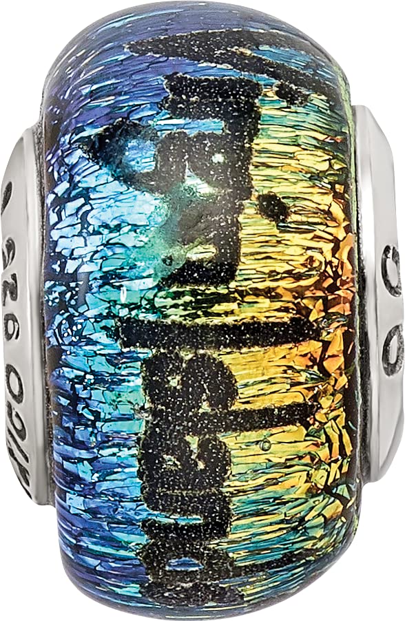 Sterling Silver Reflections Virgin Islands Orange Dichroic Glass Bead