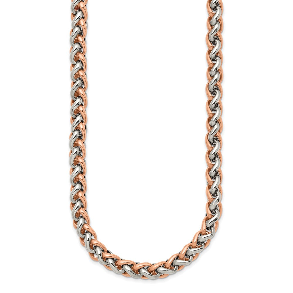 Stainless Steel Polished Rose IP-plated 24in Necklace