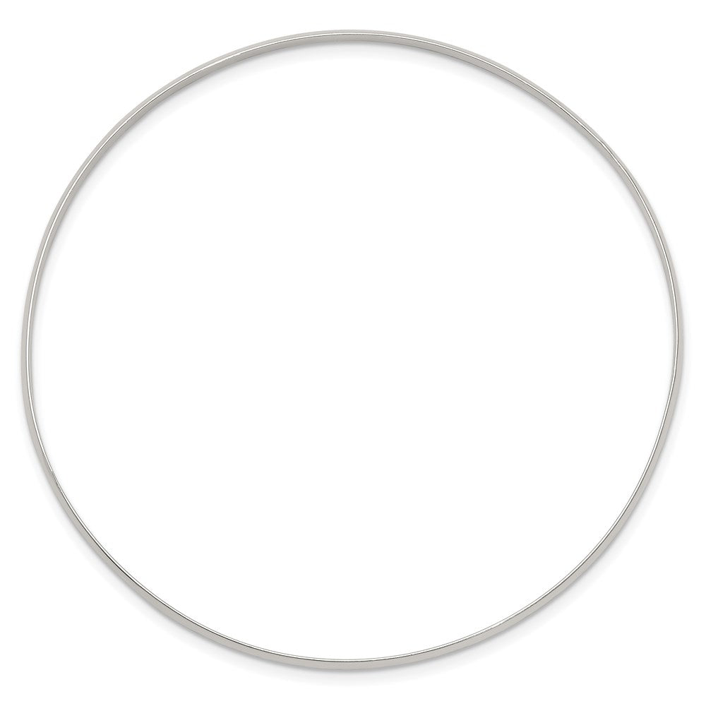 Sterling Silver 2.25mm Solid Polished Plain Slip-On Bangle Bracelet 7.25 inches