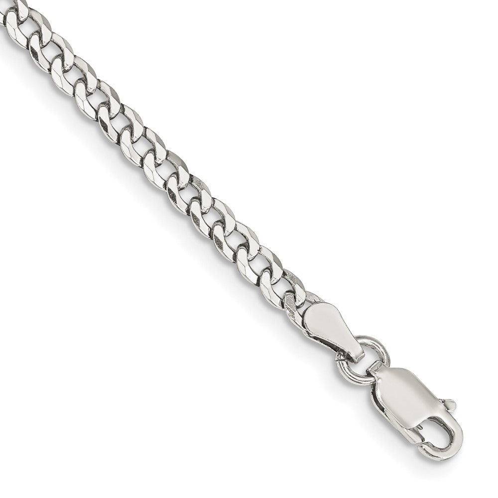 Sterling Silver 3.2mm Beveled Curb Chain 8 inches