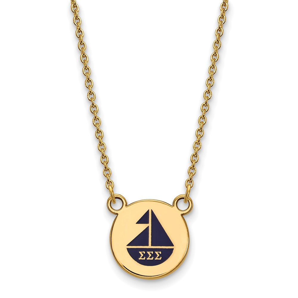 Sterling Silver Gold-plated LogoArt Sigma Sigma Sigma Sorority Symbol Small Color Enamel Pendant 18 inch Necklace