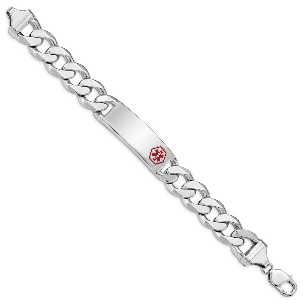 Sterling Silver Rhodium-plated Medical ID Curb Link Bracelet 8 inches