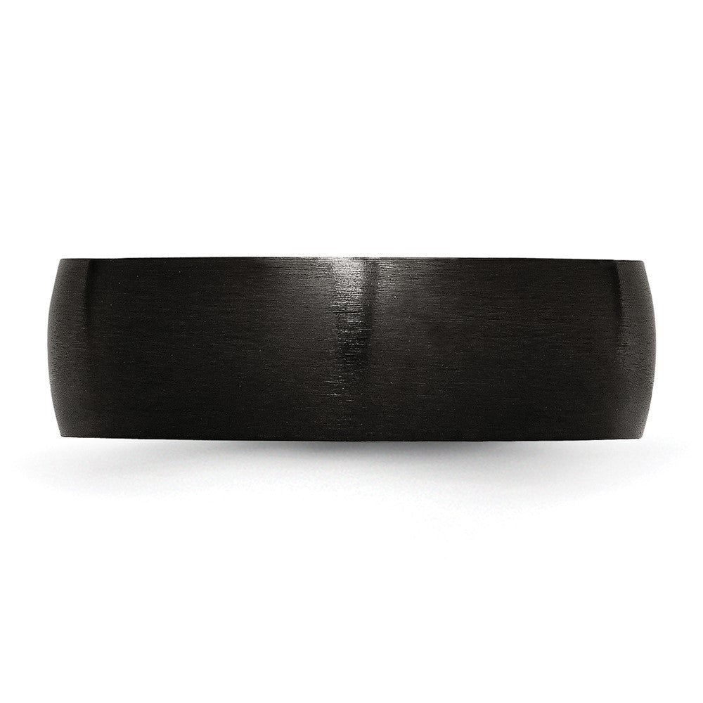 Stainless Steel 7mm Black IP-plated Brushed Band Size - 13
