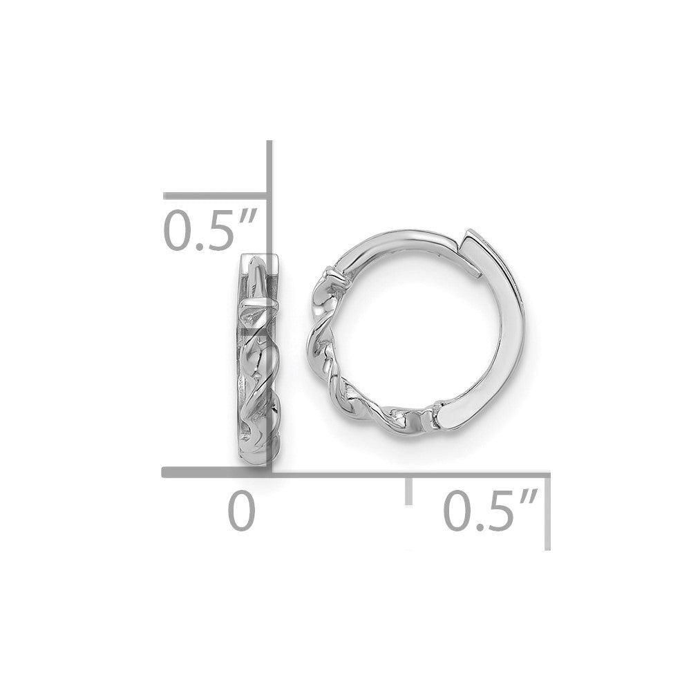 14K White Gold Polished Twisted Huggie Hoop Earrings