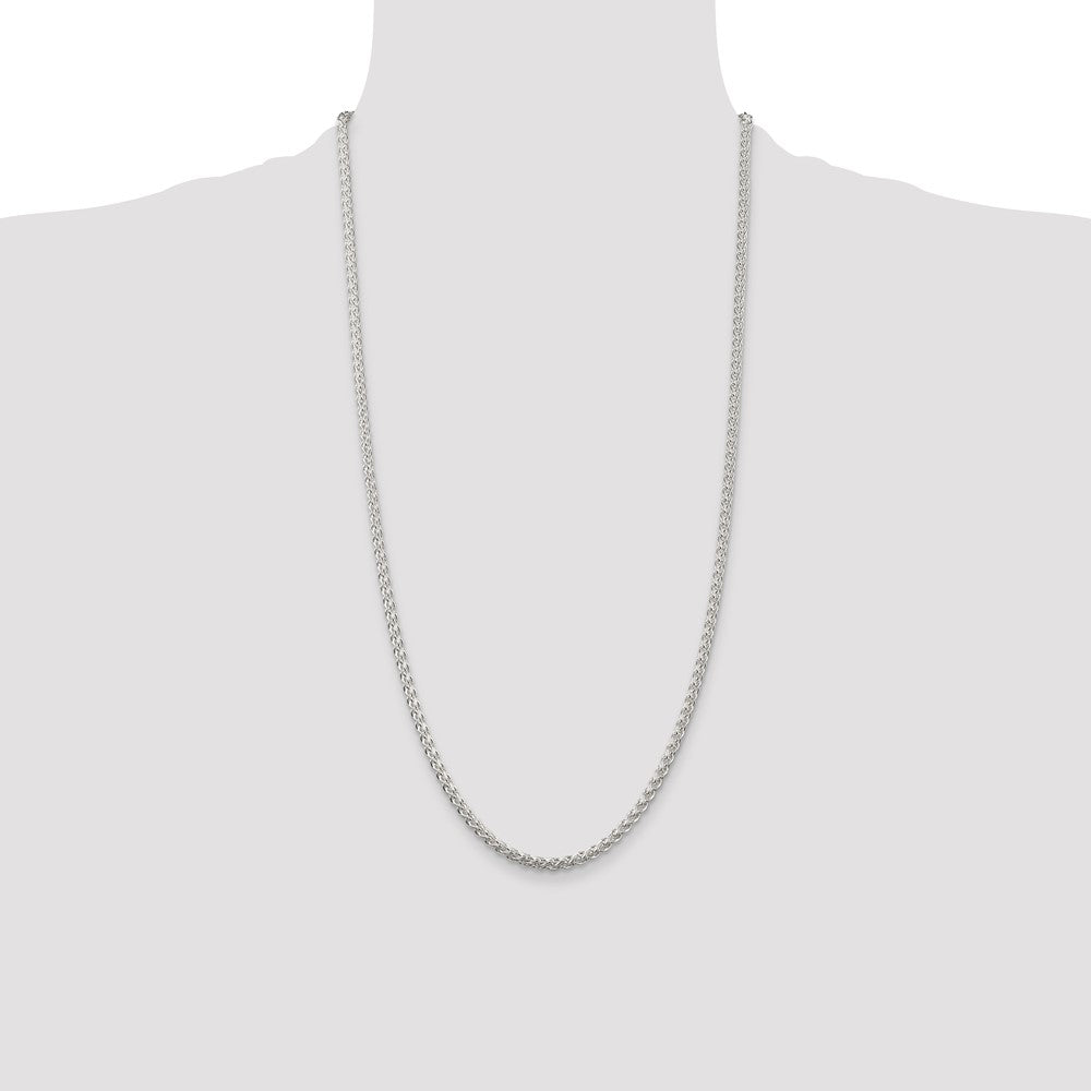 Sterling Silver 3mm Round Spiga Chain 28 Inches