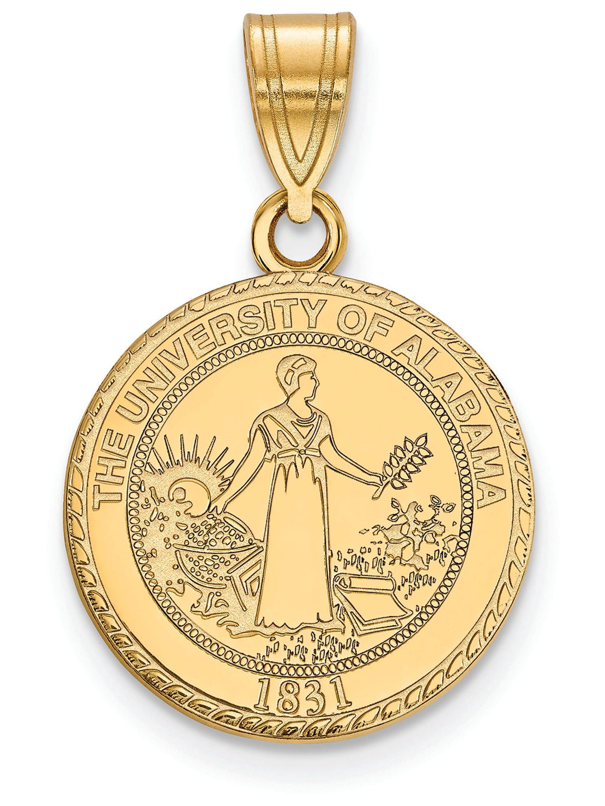 14k Gold Plated Silver U. of Alabama Medium Crest Pendant