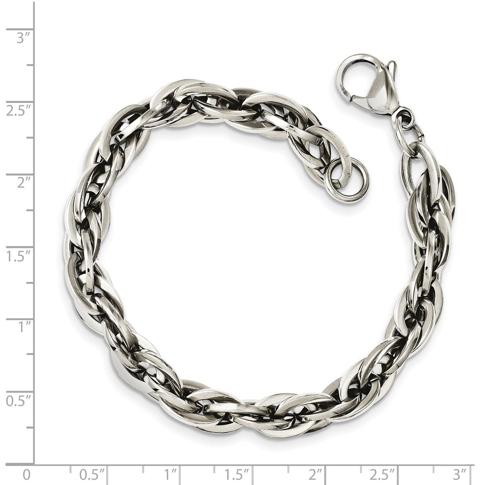 Stainless Steel Polished Oval Links 8in Bracelet 8.25 inches