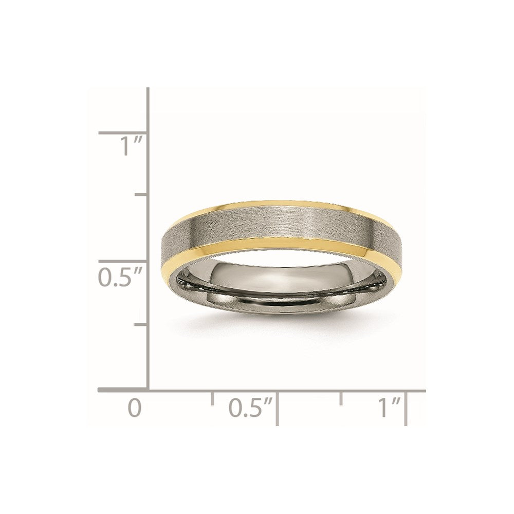 Titanium Brushed Yellow IP-plated 5mm Beveled Edge Band Size - 8.5