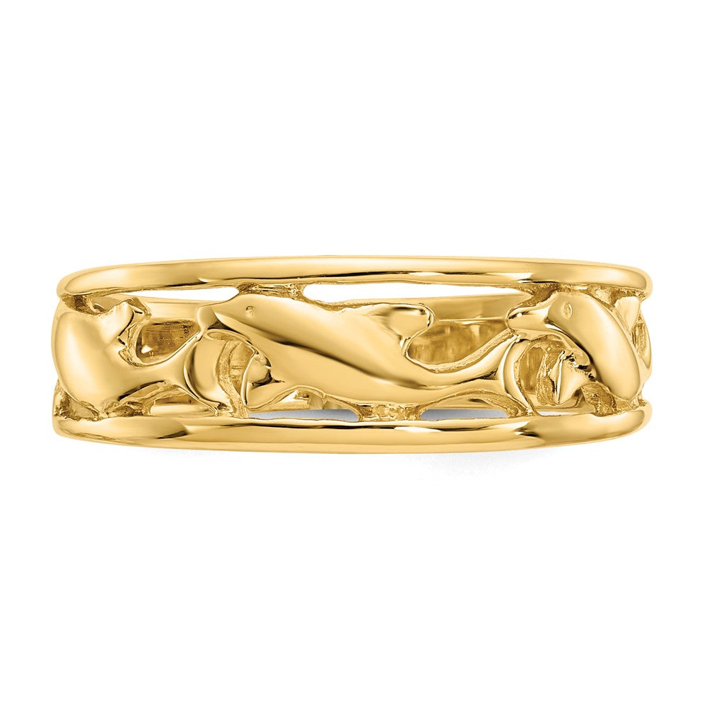 14K Triple Dolphin Band Ring Size 6.5