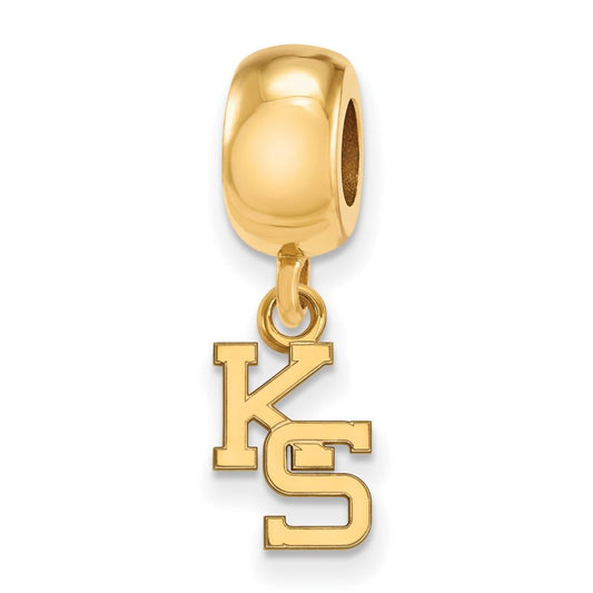 Sterling Silver Gold-plated LogoArt Kansas State University K-S Extra Small Dangle Bead Charm Q-GP058KSU