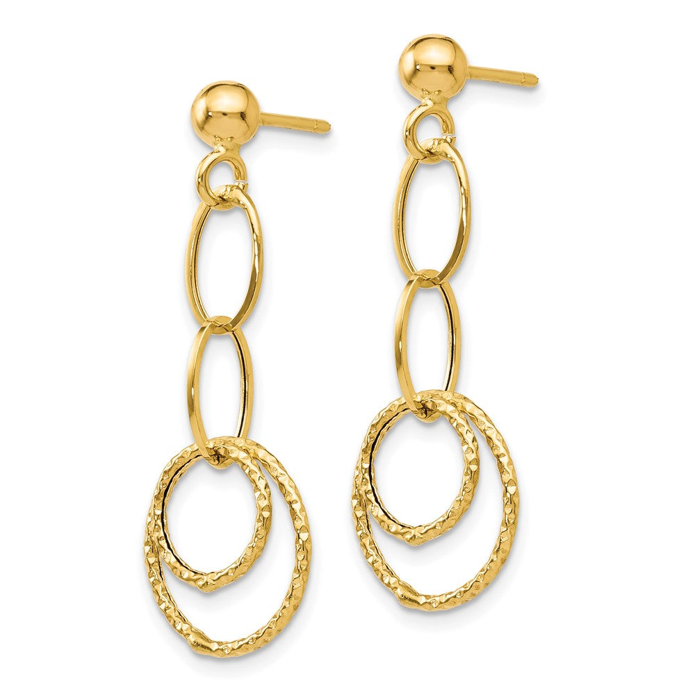 14K Polished and Textured Post Dangle Earrings