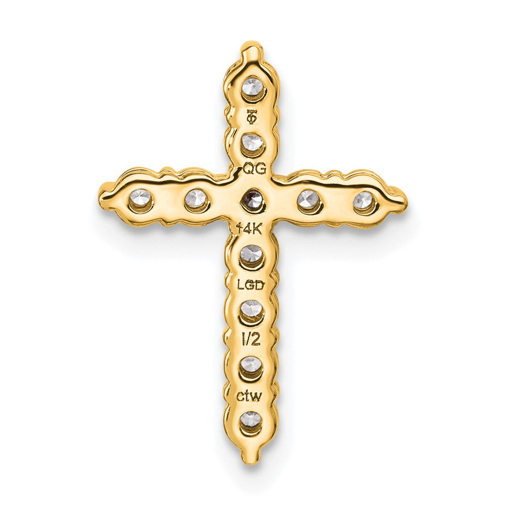 14k 1/2 carat Lab Grown Diamond VS/SI+ G+ Cross Chain Slide Pendant