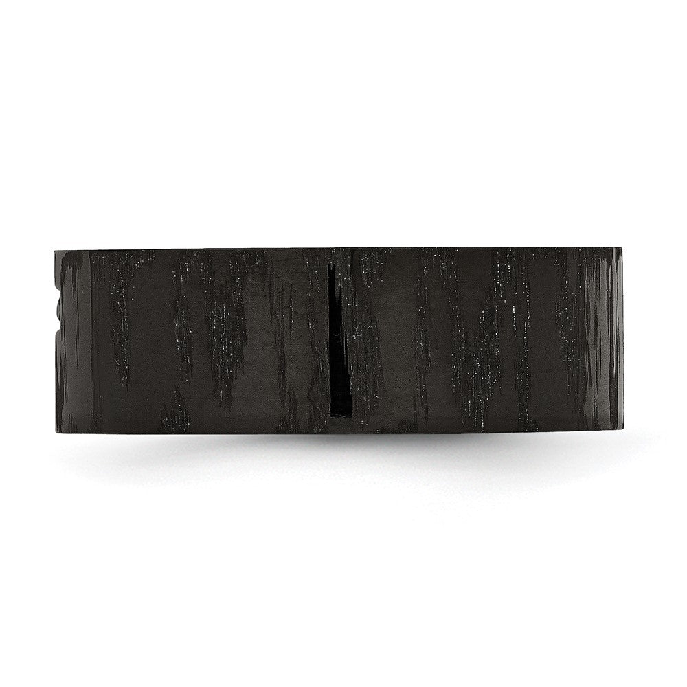 Stainless Steel Polished/Matte Black IP-plated 1/20ct Diamond Cross Band Size - 12