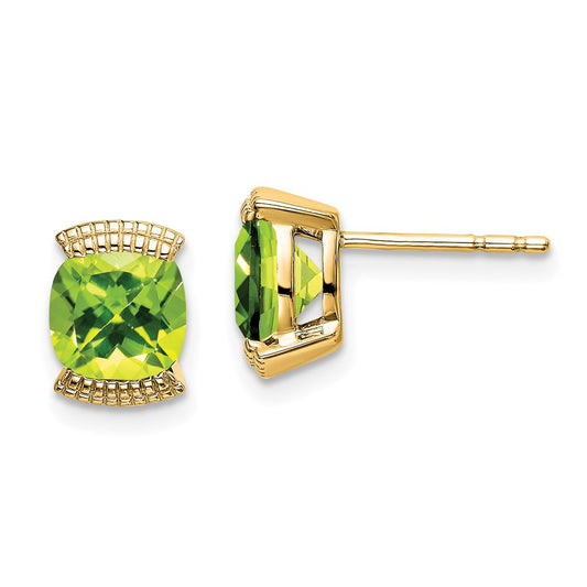 14k Peridot Post Earrings