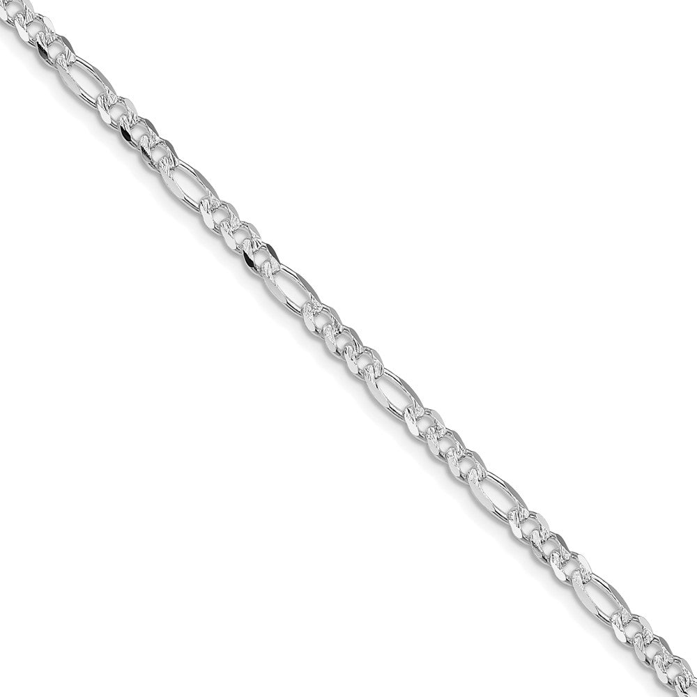 Sterling Silver Rhodium-plated 4mm Pav‚ Flat Figaro Chain