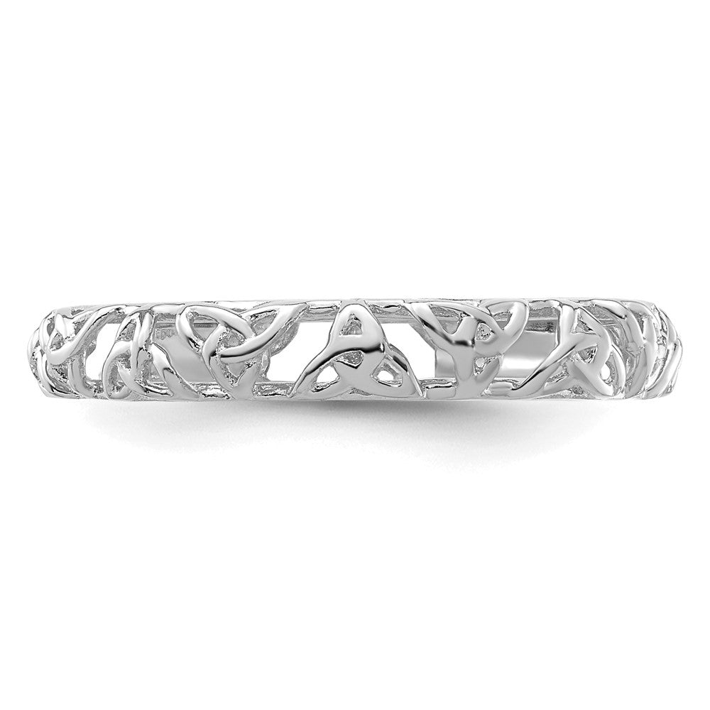 Sterling Silver Stackable Expressions Rhodium Celtic Knot Ring Size -8