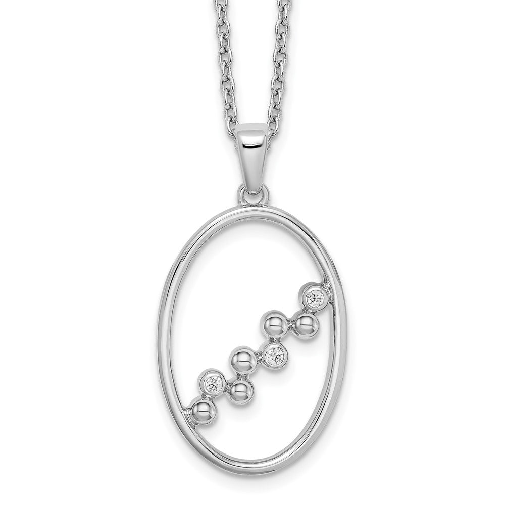 White Ice Sterling Silver Rhodium-plated 18 Inch Diamond Open Oval Necklace with 2 Inch Extender 18 Inches