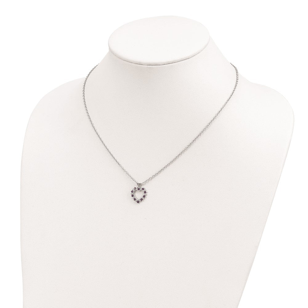 Brilliant Gemstones Sterling Silver with 14K Accent Rhodium-plated Amethyst and Diamond 18 Inch Necklace with 2 Inch Extender 18 Inches