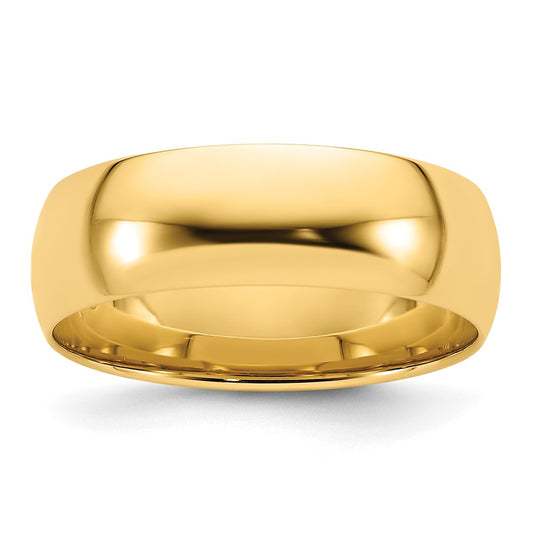 14k Yellow Gold 7mm Lightweight Comfort Fit Wedding Band Size 12