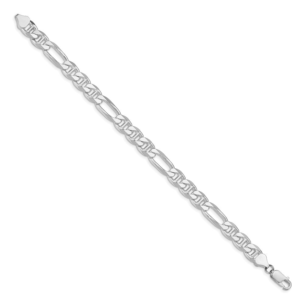Sterling Silver Rhodium-plated 8.25mm Figaro Anchor Chain 9 inches