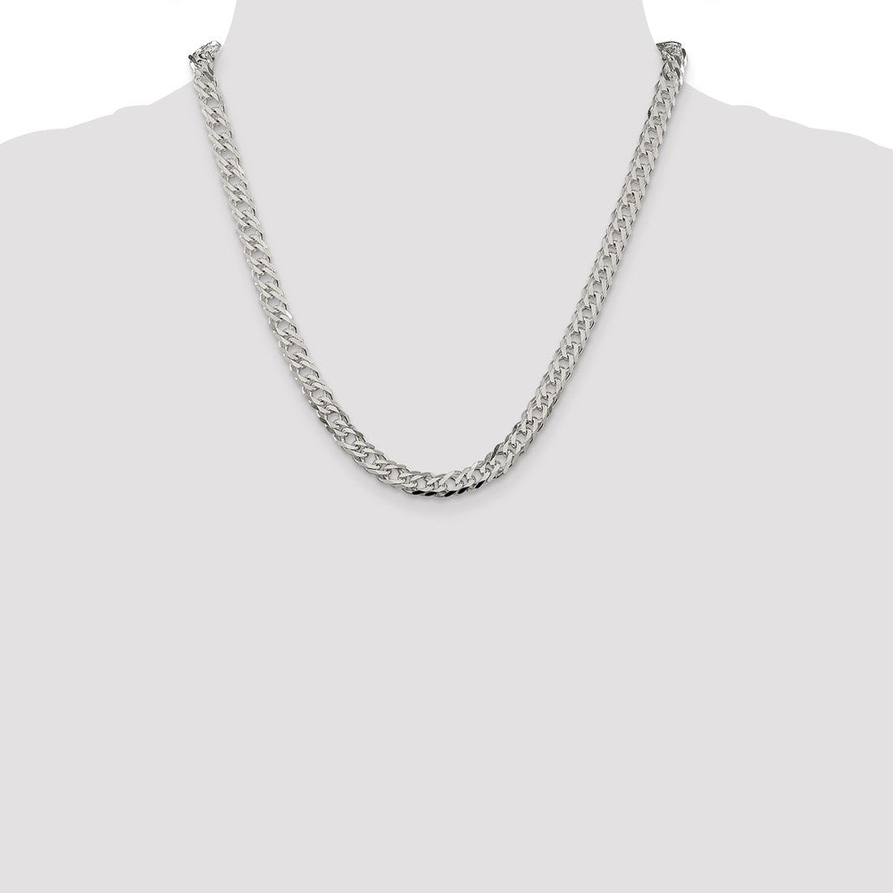 Sterling Silver 6.25mm 6 Side D/C Flat Double Curb Chain 20 Inches