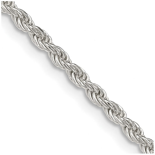Sterling Silver 2.25mm Diamond-cut Rope Chain 26 Inches