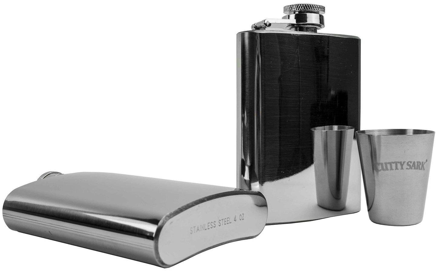 Polished Stainless Steel Two-4oz Flasks Gift Set GP2792