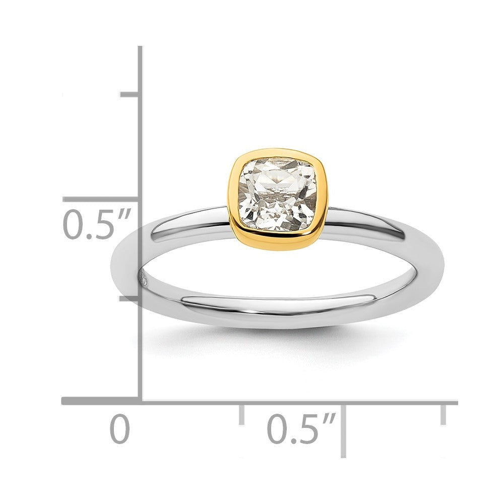 Sterling Silver Stackable Expressions w/Gold-plated White Topaz Ring Size -6