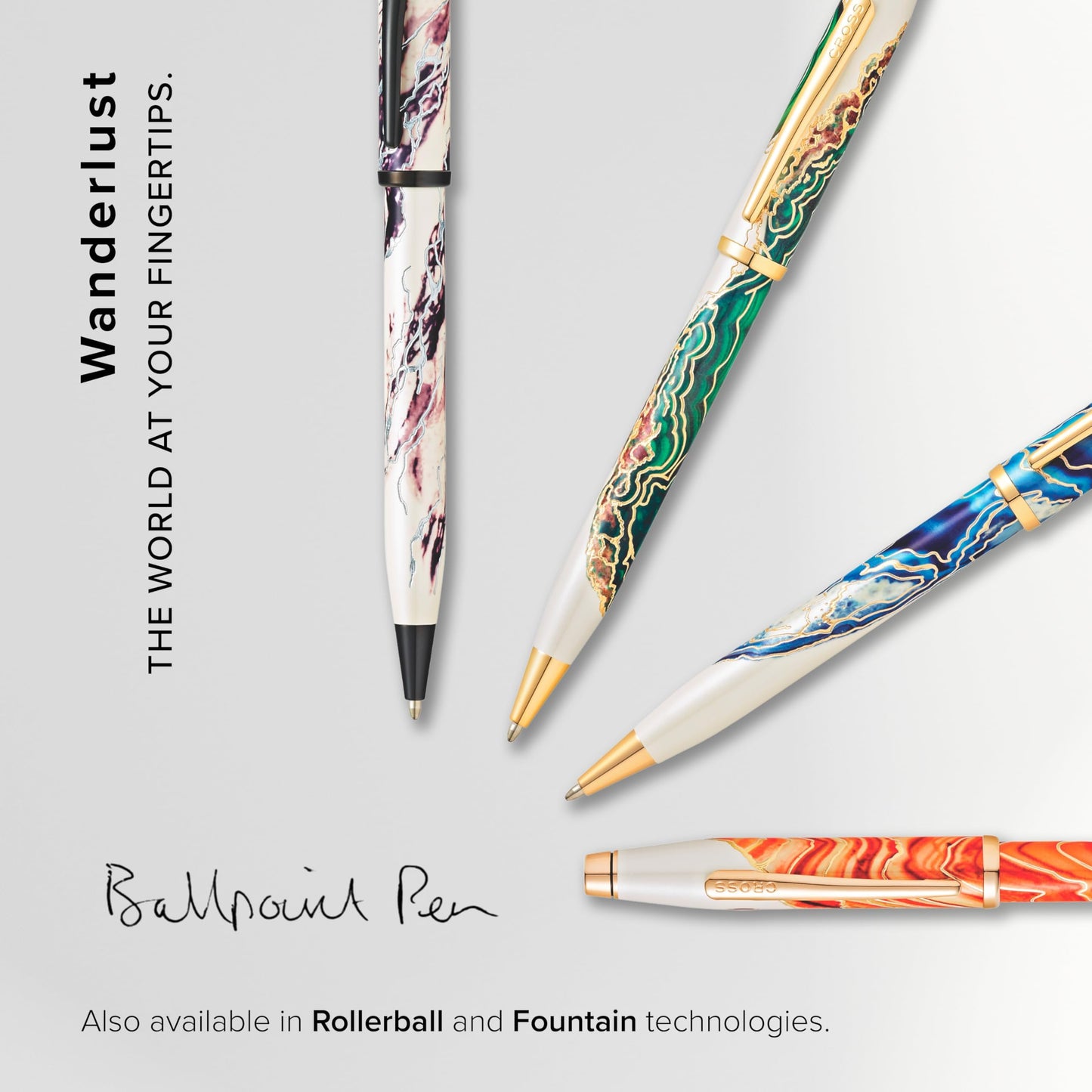 Cross Wanderlust Refillable Ballpoint Pen, Medium Ballpoint, 23 Carat Gold-Plated Appoinments, Includes Premium Gift Box - Malta