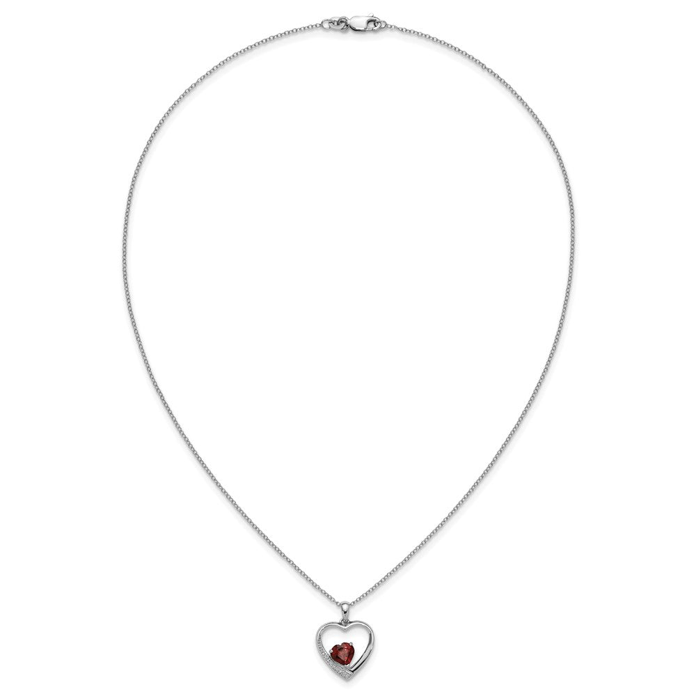 SS Garnet & Diamond Pend w/ Chain