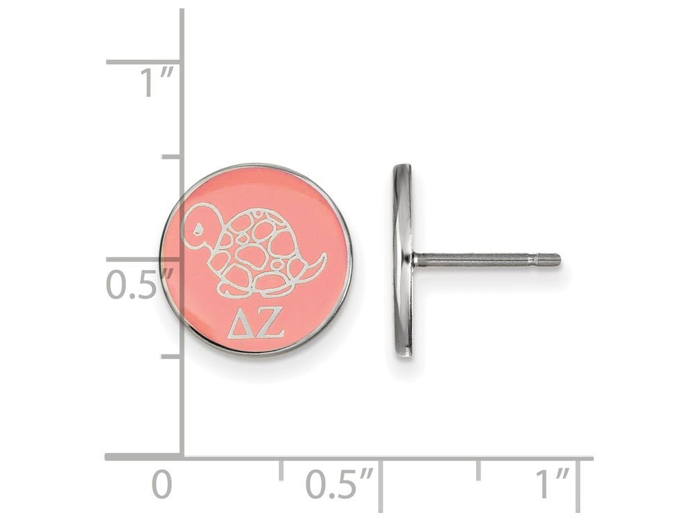 Sterling Silver Official Licensed Greek Sororities Delta Zeta (??) Enameled Post Earrings