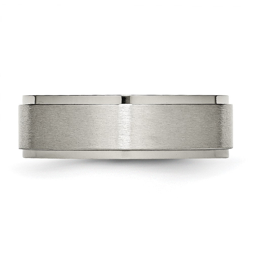 Titanium Brushed Center 7mm Ridged Edge Band Size - 12.5