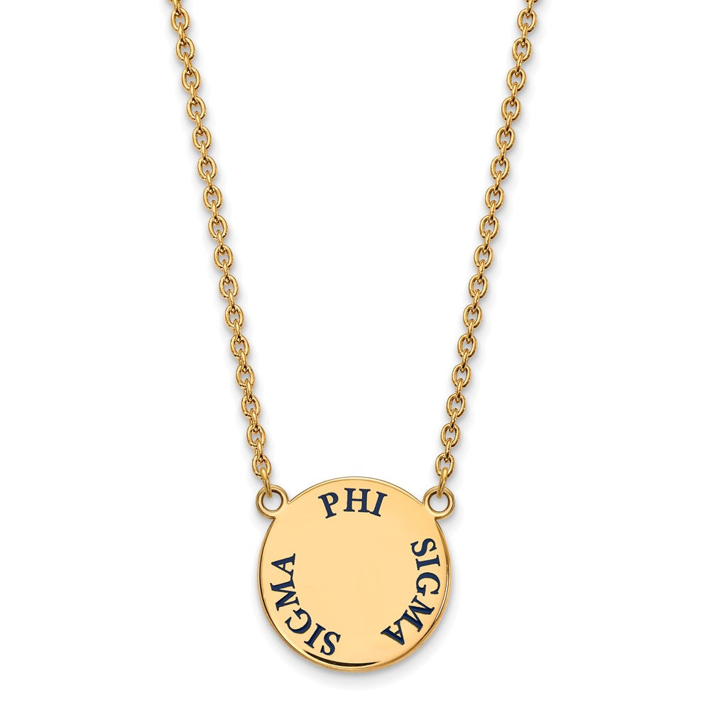 Sterling Silver Gold-plated LogoArt Phi Sigma Sigma Sorority Text Large Color Enamel Pendant 18 inch Necklace