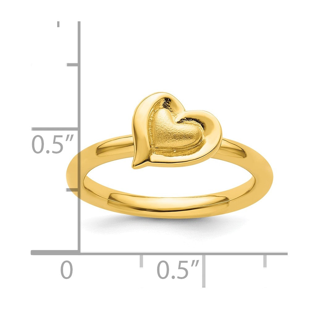 Sterling Silver Stackable Expressions Gold-plated Heart Ring Size -10